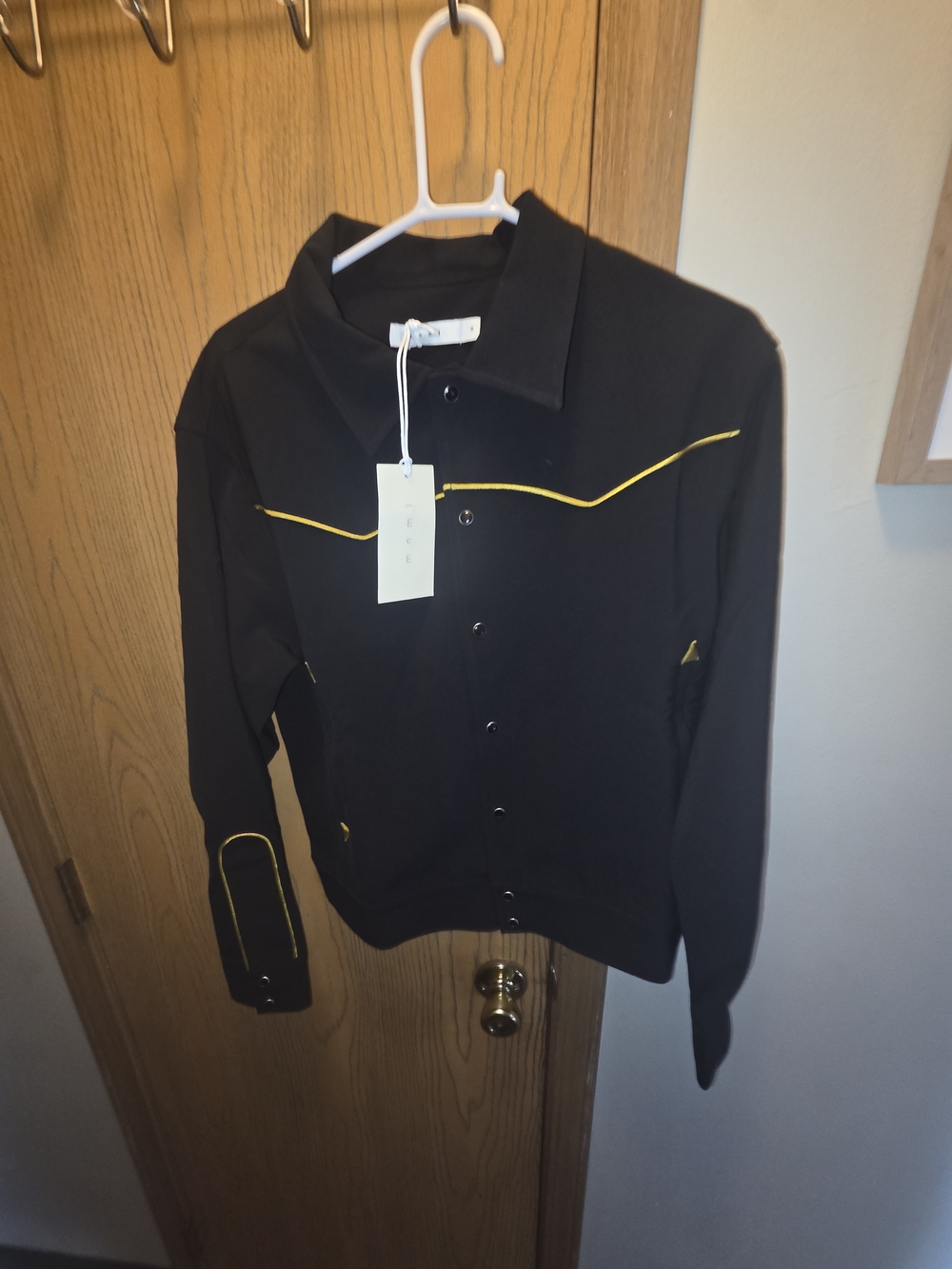 MNML Black Shirt Jacket with Yellow Piping Mens S NWT